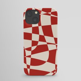 Deconstructed Harlequin Midcentury Modern Abstract Pattern in Retro Red and Almond Cream iPhone Case