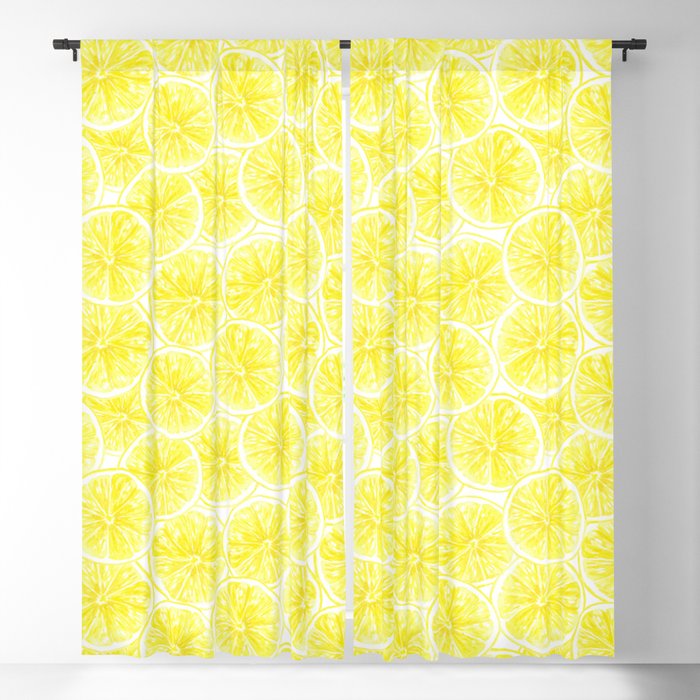 Lemon slices pattern watercolor Blackout Curtain
