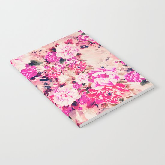 Elegant Pink Chic Floral Pattern Girly Peonies Notebook