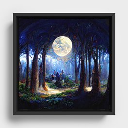 During a full moon night Framed Canvas