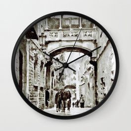Carrer del Bisbe - Barcelona Black and White Wall Clock
