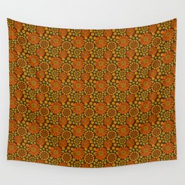 Crazy Daisy Brown and green Wall Tapestry