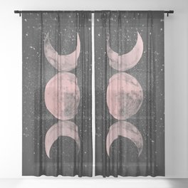 Pink Moon Symbol Sheer Curtain