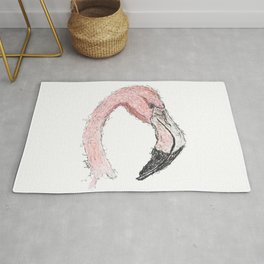 Rouse Breeze Rug | Pink, Ink, Feathers, Black and White, Sea, Abstract, Rose, Coral, Illustration, Ocean 