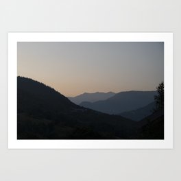 Soft pastel pink sunset in the french alps - mountain view - travel photography Art Print