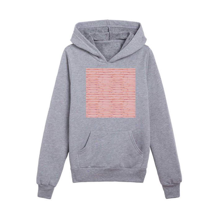 Salmon, red and orange stripes Kids Pullover Hoodie