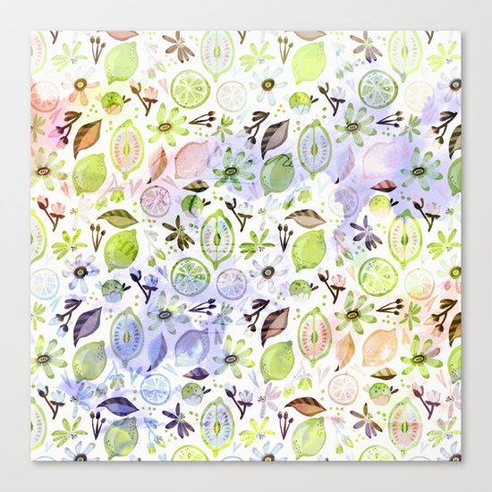 Lemons and flowers- floral Summer pattern on #Society6 Canvas Print