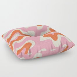 Pink and orange retro style liquid swirls Floor Pillow