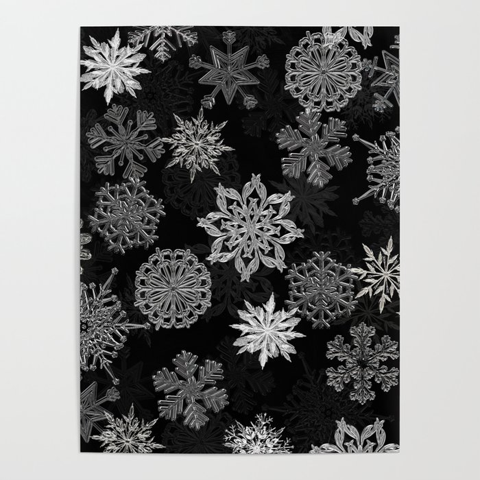 Snowflake Pattern (Black) Poster
