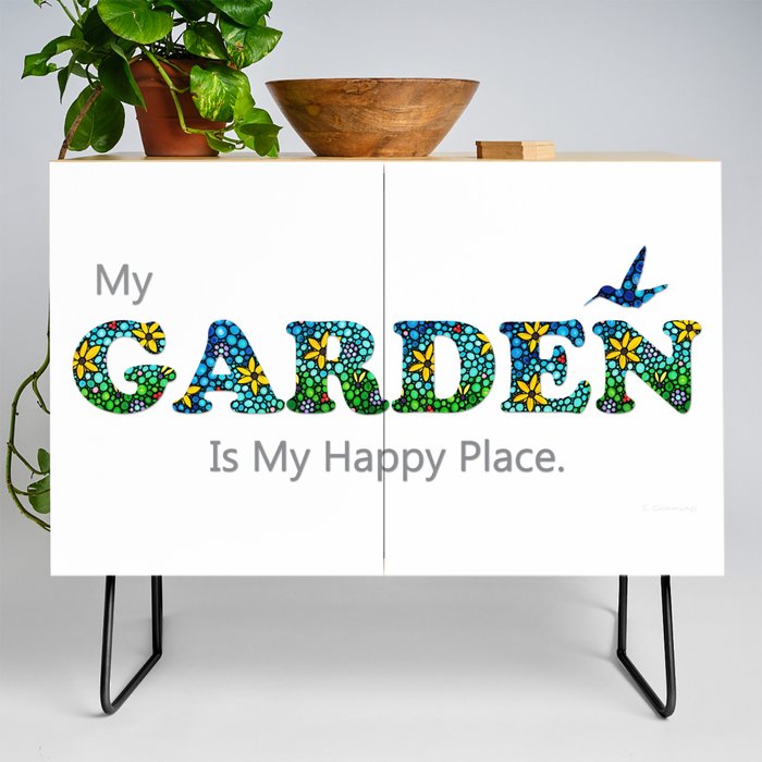 Gardening Flower Art - My Garden Is My Happy Place Credenza