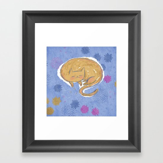 Sleepy Kitty Dreams Framed Art Print