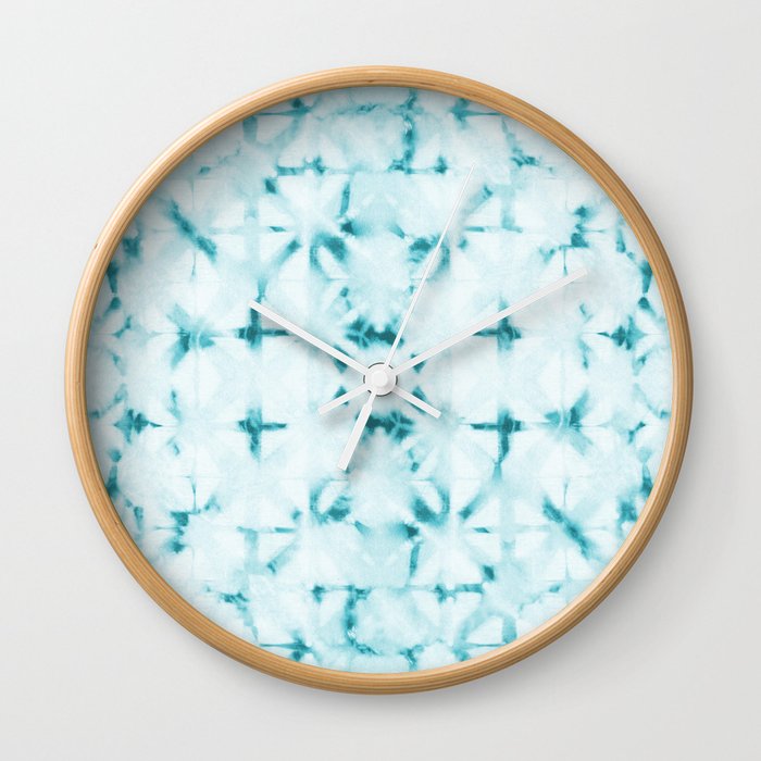 White and turquoise water spots Wall Clock