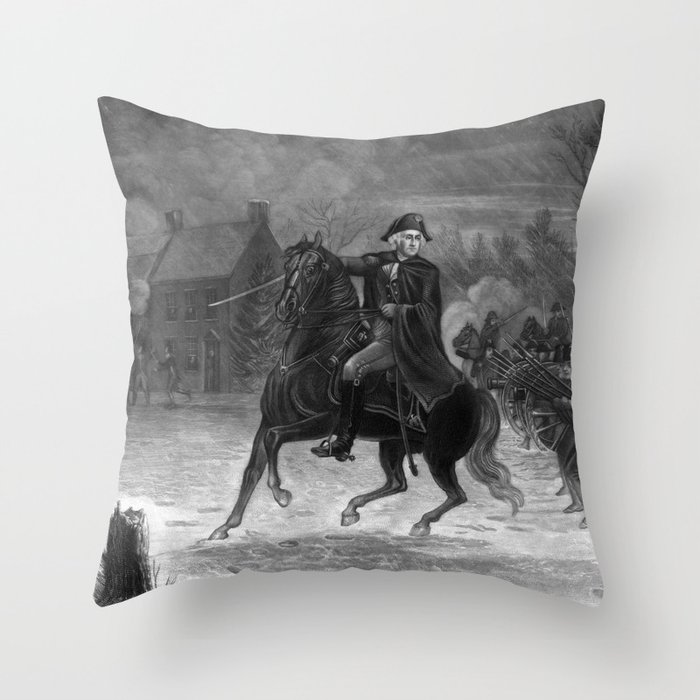 George Washington At The Battle Of Trenton Throw Pillow