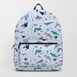 Ocean Animals Backpack | Humpback, Marine, Whale, Dolphin, Sea, Beluga, Cuteocean, Narwhal, Graphicdesign, Shamu 