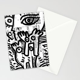 Creatures Graffiti Black and White on French Train Ticket Stationery Cards