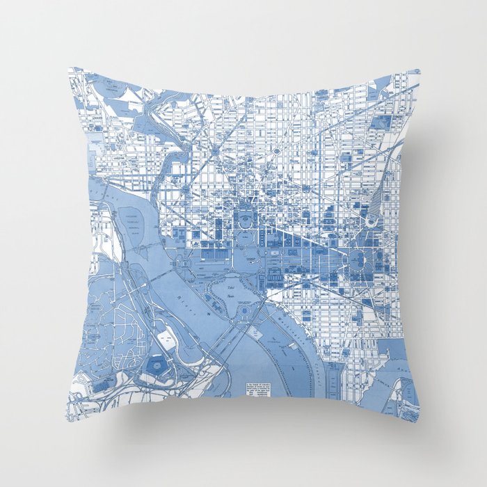 Washington DC Map Throw Pillow