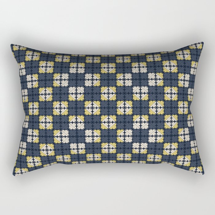 Checkerboard navy and yellow pattern Rectangular Pillow