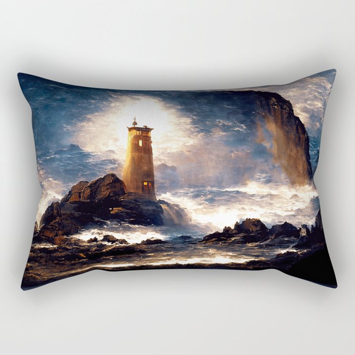 A lighthouse in the storm Rectangular Pillow