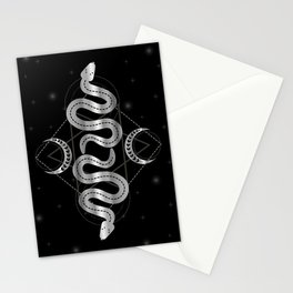 Occult snakes triple goddess fertility symbol silver Stationery Card