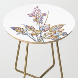 Floral Daylily Mosaic on White Side Table