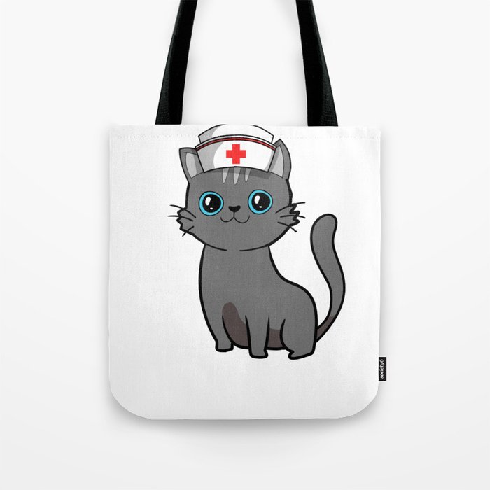 Cute Black Cat Nurse International Nurse Day T-Shirt Tote Bag