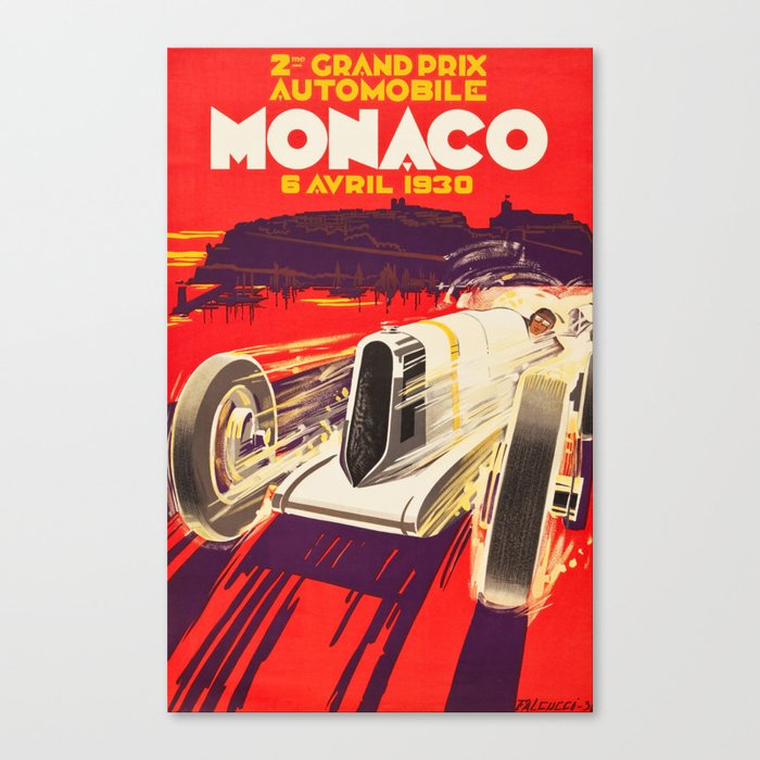 Vintage Racing Poster - Monaco Grand Prix 1930 Canvas Print