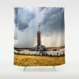 Nevermind the Weather - Oil Rig and Passing Storm in Oklahoma Shower Curtain