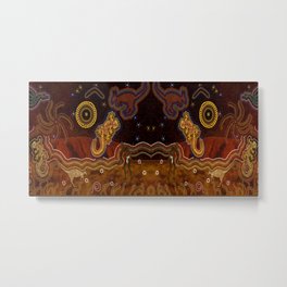Desert Heat - Australian Aboriginal Art Theme Metal Print | Graphicdesign, Aussieart, Aboriginalart, Australia, Autumncolours, Aborigine, Kangaroos, Fallcolors, Desertscene, Uluru 
