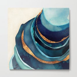 Abstract Blue with Gold Metal Print