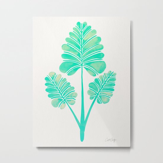 Tropical Palm Leaf Trifecta – Turquoise Palette Metal Print