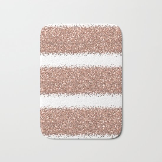 Rose gold glitter stripes Bath Mat