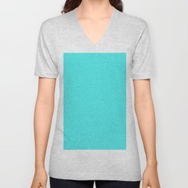 Solid Cyan Blue V Neck T Shirt