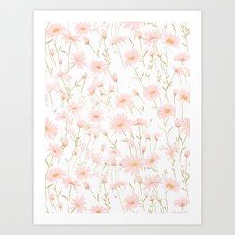 himsical Windflowers: Dancing Petals in Watercolor Art Print