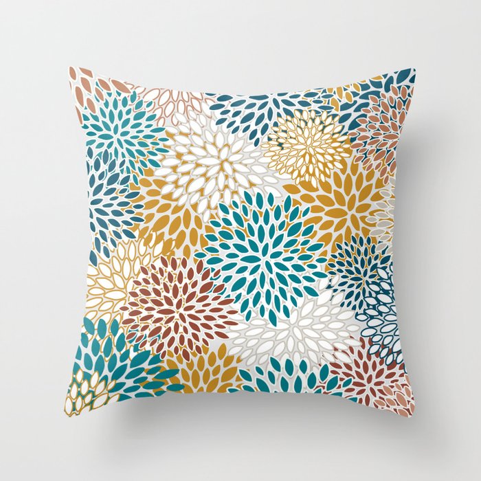 Teal yellow throw top pillows