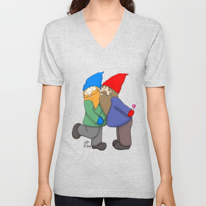 Gnomes In Love V Neck T Shirt