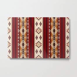 Amber Fire Vertical Tribal Blanket Stripes Metal Print