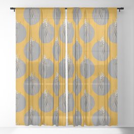 Drooping Star of Bethlehem Pattern on Yellow Sheer Curtain