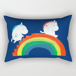 Unicorn on rainbow slide Rectangular Pillow