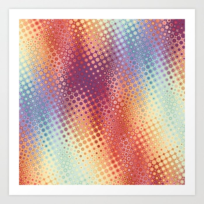 Retro rainbow generative abstract morph pattern Art Print