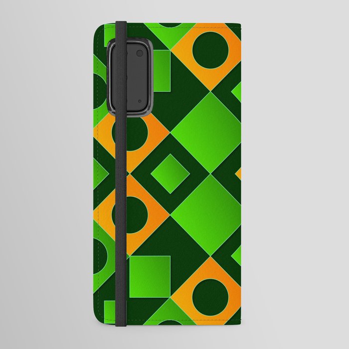 Green, Black & Orange Color Square Design Android Wallet Case
