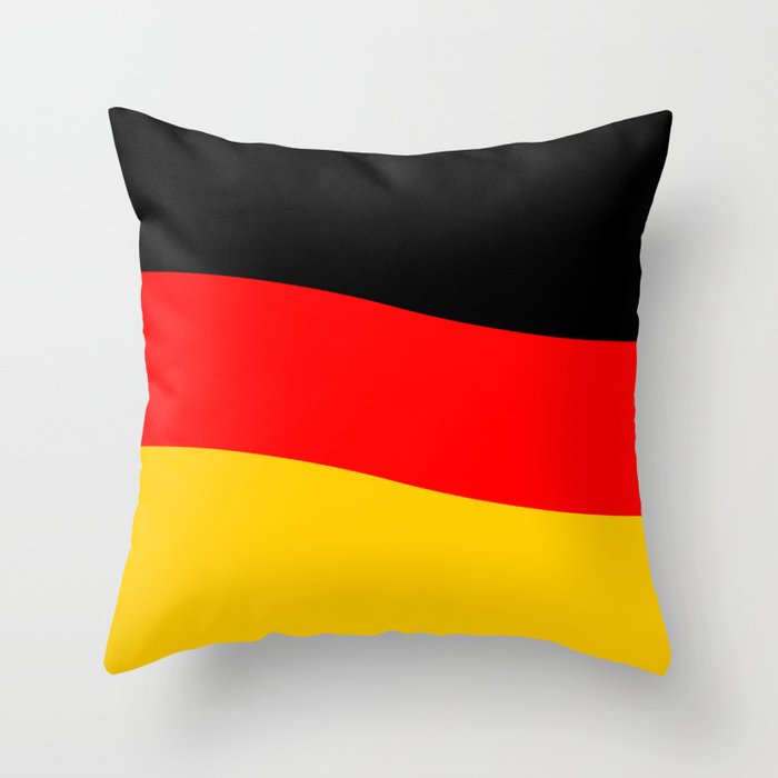 Black Red and Yellow German Flag Wave Throw Pillow