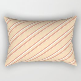 [ Thumbnail: Tan, Dark Salmon & Mint Cream Colored Lines Pattern Rectangular Pillow ]
