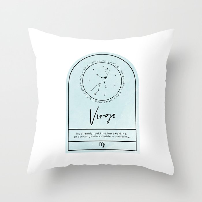 Virgo Zodiac | Light Aqua Watercolor Throw Pillow