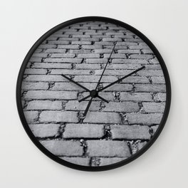 Cobbled Road Black and White Photography Wall Clock