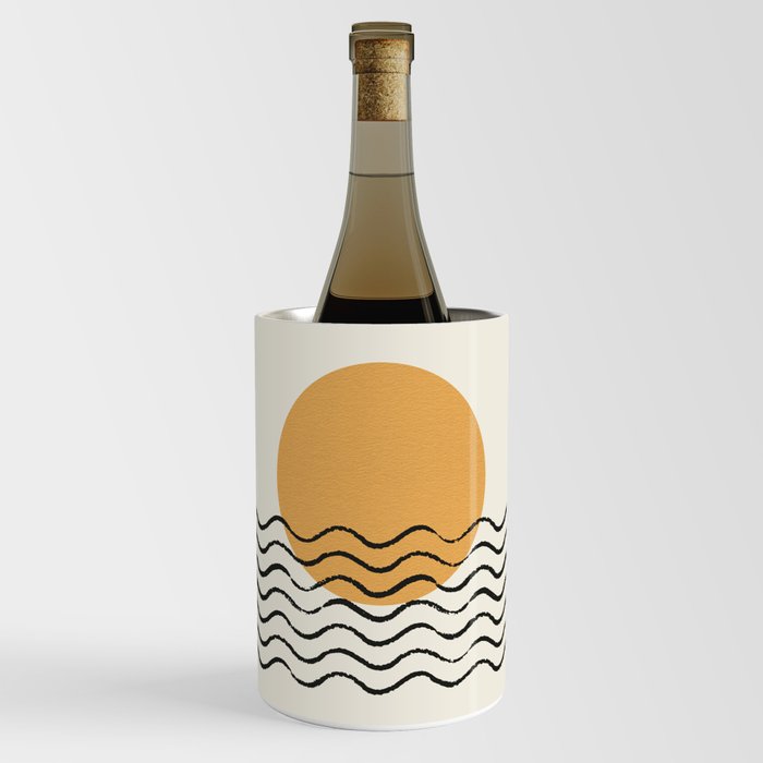 Ocean wave gold sunrise - mid century style Wine Chiller
