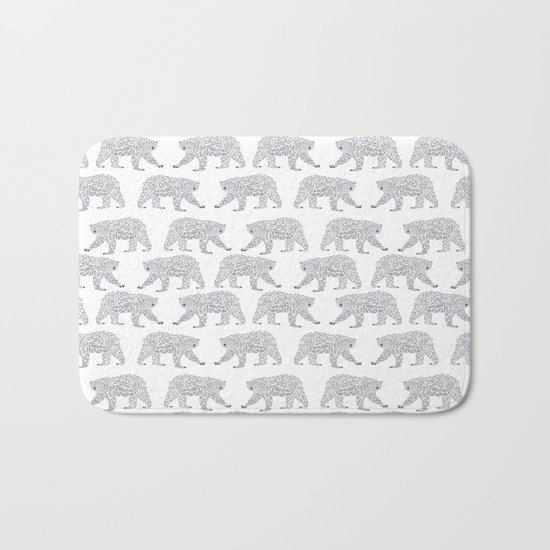 Polar Bears geometric trendy kids bear pattern print for boy or girl gender neutral Bath Mat