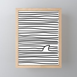 Minimal Line Drawing Simple Unique Shark Fin Gift Framed Mini Art Print