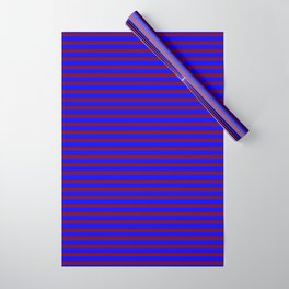 [ Thumbnail: Maroon & Blue Colored Lined Pattern Wrapping Paper ]