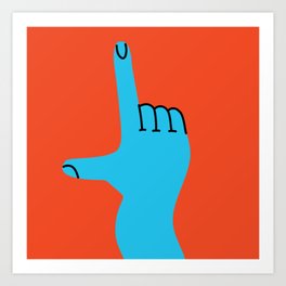 Blue Hand Art Print | Pointing, Graphicdesign, Blue, Hand, Curated 