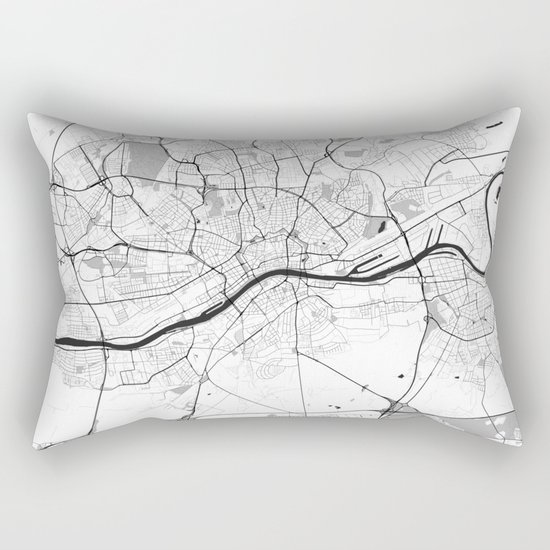 Frankfurt City Map Gray Rectangular Pillow